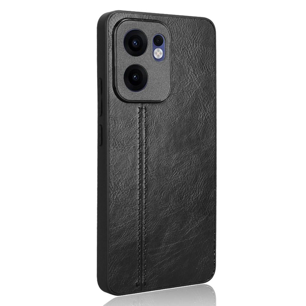 OPPO Reno13 F 4G Cow Pattern Sewing Back Cover Phone Case - Premium PU Leather Texture PC + TPU Shockproof Protective Case, Scratch Resistant Slim Lightweight Anti-Fingerprint Full Coverage Mobile Cover