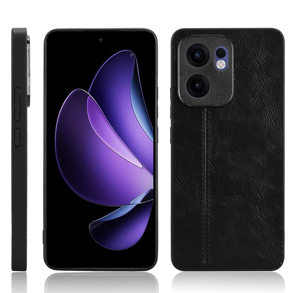OPPO Reno13 F 5G Cow Pattern Sewing Back Cover Phone Case - Premium PU Leather Texture PC + TPU Shockproof Protective Case, Scratch Resistant Slim Lightweight Anti-Fingerprint Full Coverage Mobile Cover