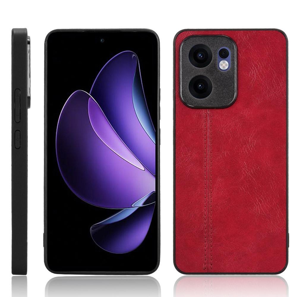 OPPO Reno13 F 4G Cow Pattern Sewing Back Cover Phone Case - Premium PU Leather Texture PC + TPU Shockproof Protective Case, Scratch Resistant Slim Lightweight Anti-Fingerprint Full Coverage Mobile Cover