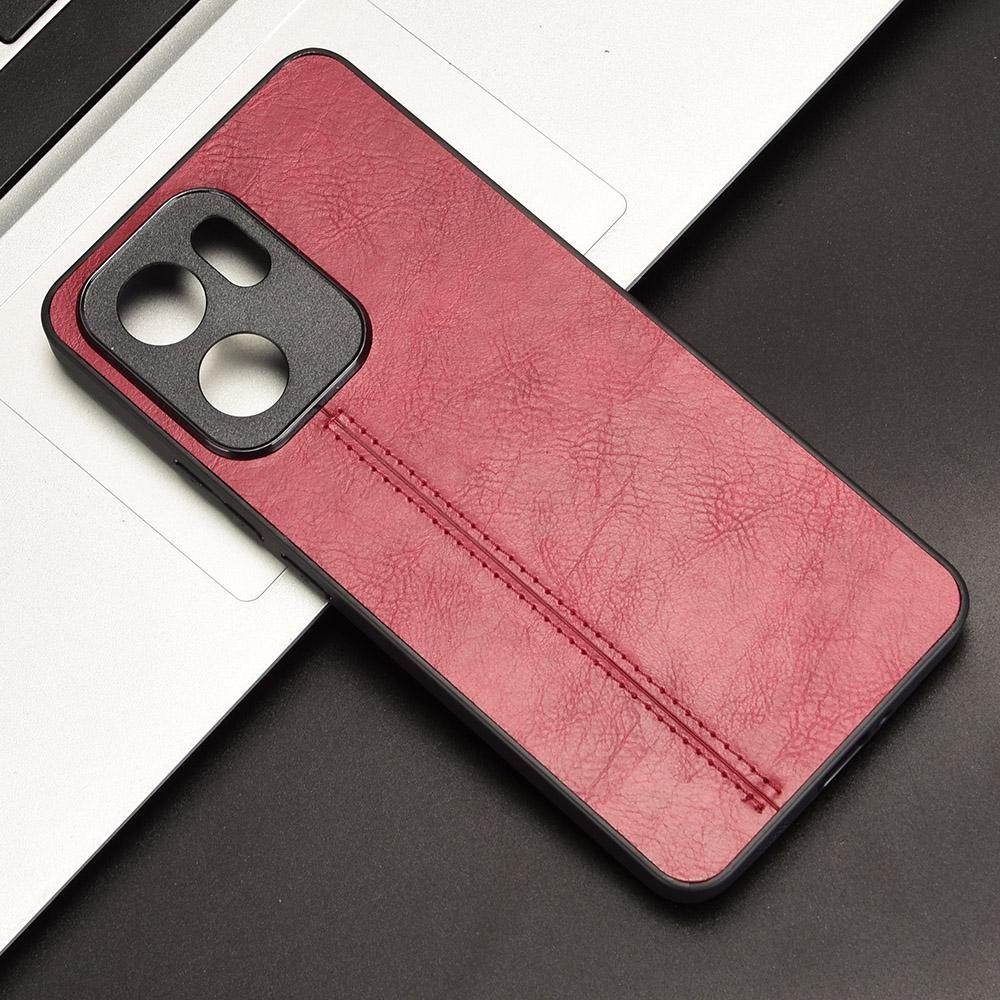 OPPO Reno13 F 5G Cow Pattern Sewing Back Cover Phone Case - Premium PU Leather Texture PC + TPU Shockproof Protective Case, Scratch Resistant Slim Lightweight Anti-Fingerprint Full Coverage Mobile Cover