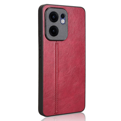 OPPO Reno13 F 4G Cow Pattern Sewing Back Cover Phone Case - Premium PU Leather Texture PC + TPU Shockproof Protective Case, Scratch Resistant Slim Lightweight Anti-Fingerprint Full Coverage Mobile Cover