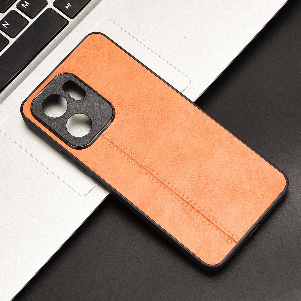 OPPO Reno13 F 5G Cow Pattern Sewing Back Cover Phone Case - Premium PU Leather Texture PC + TPU Shockproof Protective Case, Scratch Resistant Slim Lightweight Anti-Fingerprint Full Coverage Mobile Cover