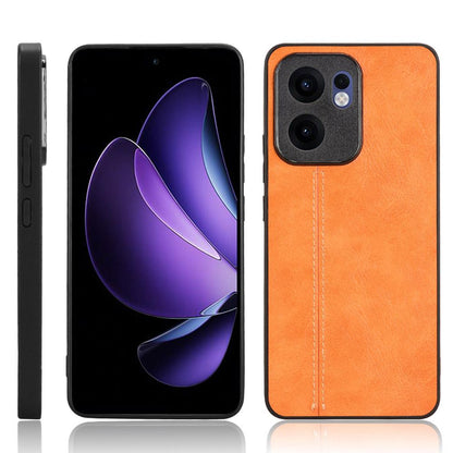 OPPO Reno13 F 5G Cow Pattern Sewing Back Cover Phone Case - Premium PU Leather Texture PC + TPU Shockproof Protective Case, Scratch Resistant Slim Lightweight Anti-Fingerprint Full Coverage Mobile Cover