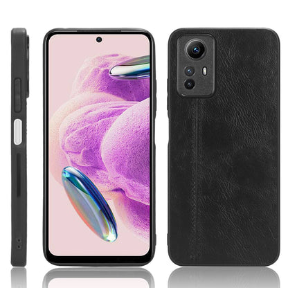 Xiaomi Redmi Note 12S 4G Cow Pattern Sewing Back Cover Phone Case - Premium PU Leather Texture PC + TPU Shockproof Protective Case, Scratch Resistant Slim Lightweight Anti-Fingerprint Full Coverage Mobile Cover