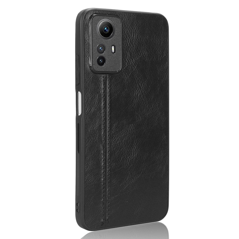 Xiaomi Redmi Note 12S 4G Cow Pattern Sewing Back Cover Phone Case - Premium PU Leather Texture PC + TPU Shockproof Protective Case, Scratch Resistant Slim Lightweight Anti-Fingerprint Full Coverage Mobile Cover
