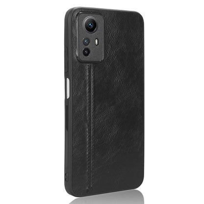 Xiaomi Redmi Note 12S 4G Cow Pattern Sewing Back Cover Phone Case - Premium PU Leather Texture PC + TPU Shockproof Protective Case, Scratch Resistant Slim Lightweight Anti-Fingerprint Full Coverage Mobile Cover