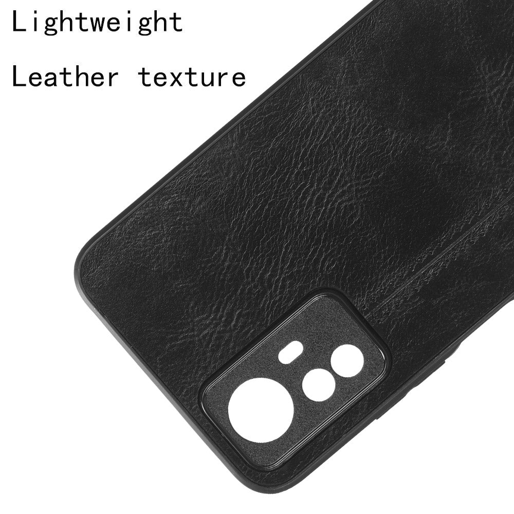 Xiaomi Redmi Note 12S 4G Cow Pattern Sewing Back Cover Phone Case - Premium PU Leather Texture PC + TPU Shockproof Protective Case, Scratch Resistant Slim Lightweight Anti-Fingerprint Full Coverage Mobile Cover