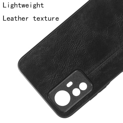 Xiaomi Redmi Note 12S 4G Cow Pattern Sewing Back Cover Phone Case - Premium PU Leather Texture PC + TPU Shockproof Protective Case, Scratch Resistant Slim Lightweight Anti-Fingerprint Full Coverage Mobile Cover