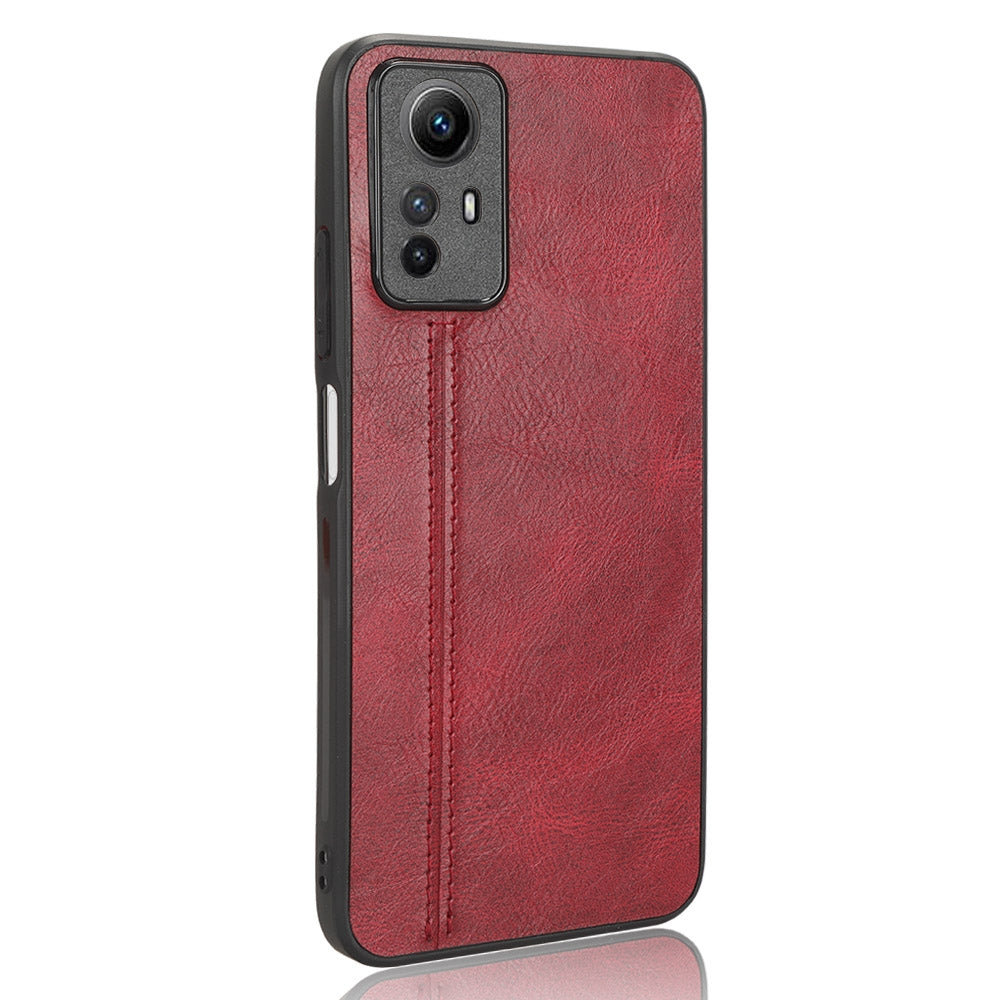 Xiaomi Redmi Note 12S 4G Cow Pattern Sewing Back Cover Phone Case - Premium PU Leather Texture PC + TPU Shockproof Protective Case, Scratch Resistant Slim Lightweight Anti-Fingerprint Full Coverage Mobile Cover