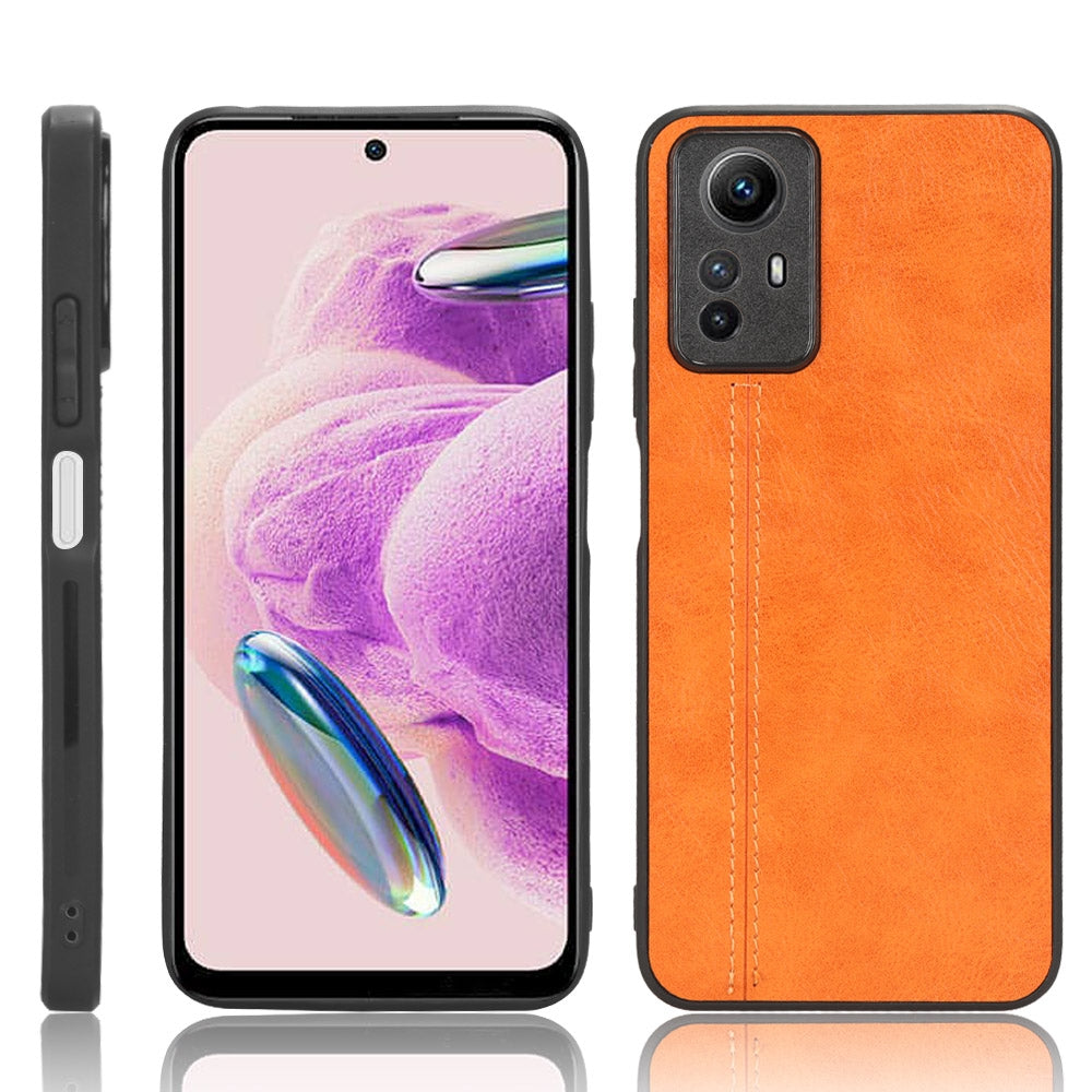 Xiaomi Redmi Note 12S 4G Cow Pattern Sewing Back Cover Phone Case - Premium PU Leather Texture PC + TPU Shockproof Protective Case, Scratch Resistant Slim Lightweight Anti-Fingerprint Full Coverage Mobile Cover