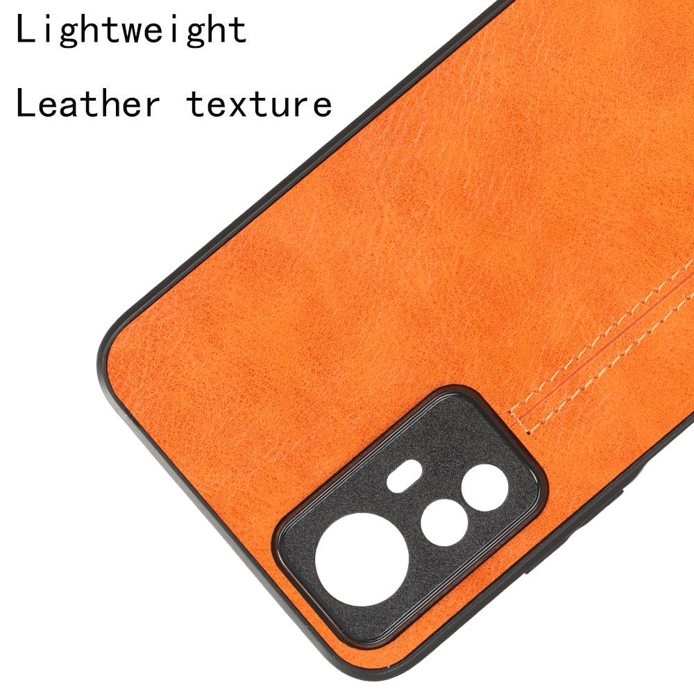Xiaomi Redmi Note 12S 4G Cow Pattern Sewing Back Cover Phone Case - Premium PU Leather Texture PC + TPU Shockproof Protective Case, Scratch Resistant Slim Lightweight Anti-Fingerprint Full Coverage Mobile Cover