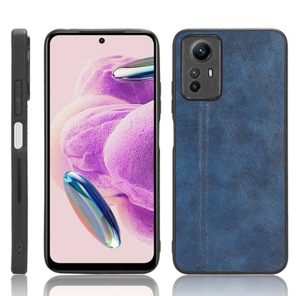 Xiaomi Redmi Note 12S 4G Cow Pattern Sewing Back Cover Phone Case - Premium PU Leather Texture PC + TPU Shockproof Protective Case, Scratch Resistant Slim Lightweight Anti-Fingerprint Full Coverage Mobile Cover