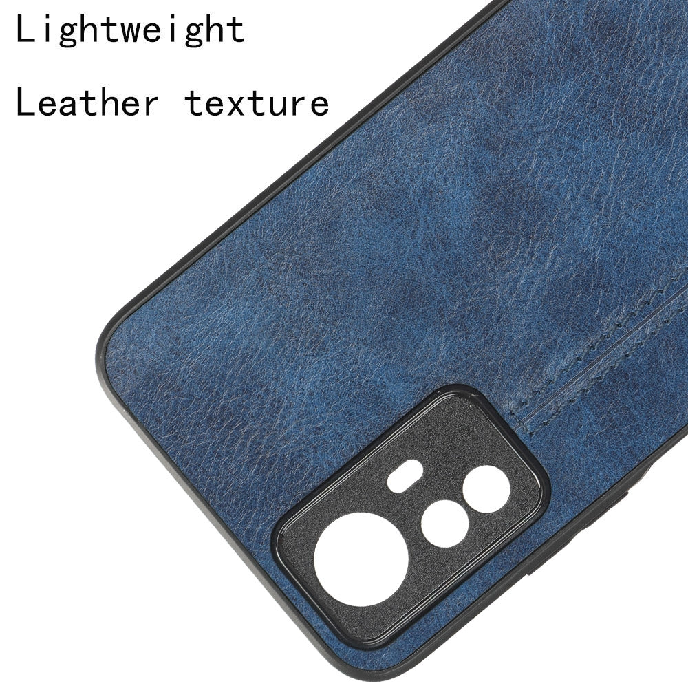 Xiaomi Redmi Note 12S 4G Cow Pattern Sewing Back Cover Phone Case - Premium PU Leather Texture PC + TPU Shockproof Protective Case, Scratch Resistant Slim Lightweight Anti-Fingerprint Full Coverage Mobile Cover