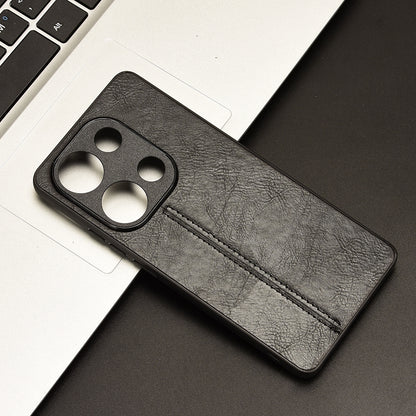 Xiaomi Poco M6 Pro 4G Cow Pattern Sewing Back Cover Phone Case - Premium PU Leather Texture PC + TPU Shockproof Protective Case, Scratch Resistant Slim Lightweight Anti-Fingerprint Full Coverage Mobile Cover