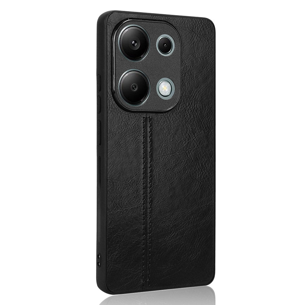Xiaomi Poco M6 Pro 4G Cow Pattern Sewing Back Cover Phone Case - Premium PU Leather Texture PC + TPU Shockproof Protective Case, Scratch Resistant Slim Lightweight Anti-Fingerprint Full Coverage Mobile Cover
