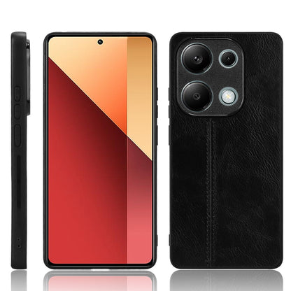 Xiaomi Redmi Note 13 Pro 4G Cow Pattern Sewing Back Cover Phone Case - Premium PU Leather Texture PC + TPU Shockproof Protective Case, Scratch Resistant Slim Lightweight Anti-Fingerprint Full Coverage Mobile Cover
