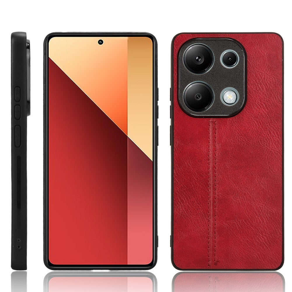Xiaomi Redmi Note 13 Pro 4G Cow Pattern Sewing Back Cover Phone Case - Premium PU Leather Texture PC + TPU Shockproof Protective Case, Scratch Resistant Slim Lightweight Anti-Fingerprint Full Coverage Mobile Cover