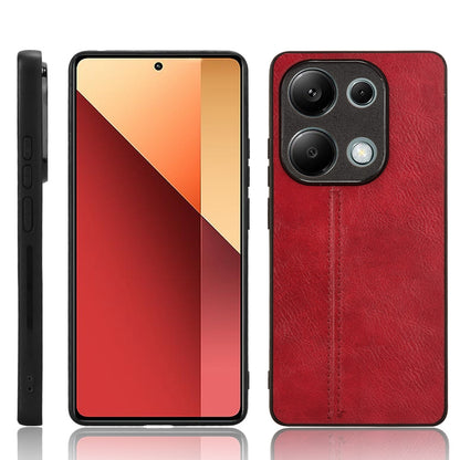 Xiaomi Redmi Note 13 Pro 4G Cow Pattern Sewing Back Cover Phone Case - Premium PU Leather Texture PC + TPU Shockproof Protective Case, Scratch Resistant Slim Lightweight Anti-Fingerprint Full Coverage Mobile Cover