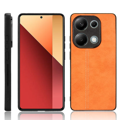 Xiaomi Poco M6 Pro 4G Cow Pattern Sewing Back Cover Phone Case - Premium PU Leather Texture PC + TPU Shockproof Protective Case, Scratch Resistant Slim Lightweight Anti-Fingerprint Full Coverage Mobile Cover