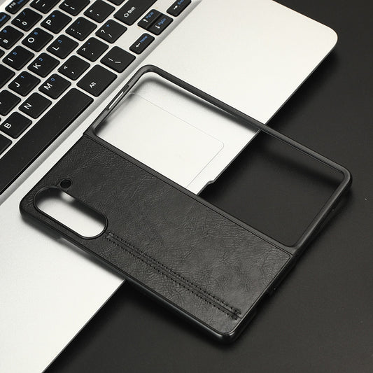 Samsung Galaxy Z Fold5 Cow Pattern Sewing Back Cover Phone Case - Premium PU Leather Texture PC + TPU Shockproof Protective Case, Scratch Resistant Slim Lightweight Anti-Fingerprint Full Coverage Mobile Cover