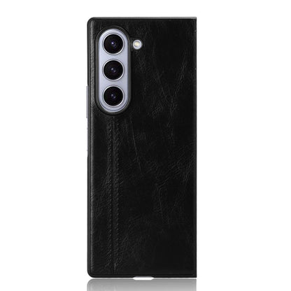Samsung Galaxy Z Fold6 Cow Pattern Sewing Back Cover Phone Case - Premium PU Leather Texture PC + TPU Shockproof Protective Case, Scratch Resistant Slim Lightweight Anti-Fingerprint Full Coverage Mobile Cover