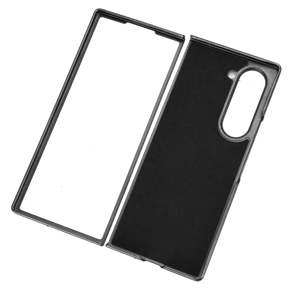 Samsung Galaxy Z Fold6 Cow Pattern Sewing Back Cover Phone Case - Premium PU Leather Texture PC + TPU Shockproof Protective Case, Scratch Resistant Slim Lightweight Anti-Fingerprint Full Coverage Mobile Cover