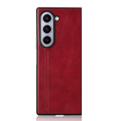 Samsung Galaxy Z Fold6 Cow Pattern Sewing Back Cover Phone Case - Premium PU Leather Texture PC + TPU Shockproof Protective Case, Scratch Resistant Slim Lightweight Anti-Fingerprint Full Coverage Mobile Cover