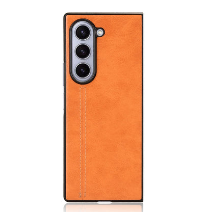 Samsung Galaxy Z Fold6 Cow Pattern Sewing Back Cover Phone Case - Premium PU Leather Texture PC + TPU Shockproof Protective Case, Scratch Resistant Slim Lightweight Anti-Fingerprint Full Coverage Mobile Cover