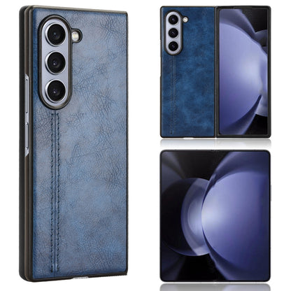 Samsung Galaxy Z Fold6 Cow Pattern Sewing Back Cover Phone Case - Premium PU Leather Texture PC + TPU Shockproof Protective Case, Scratch Resistant Slim Lightweight Anti-Fingerprint Full Coverage Mobile Cover