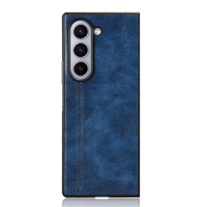 Samsung Galaxy Z Fold6 Cow Pattern Sewing Back Cover Phone Case - Premium PU Leather Texture PC + TPU Shockproof Protective Case, Scratch Resistant Slim Lightweight Anti-Fingerprint Full Coverage Mobile Cover