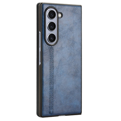 Samsung Galaxy Z Fold6 Cow Pattern Sewing Back Cover Phone Case - Premium PU Leather Texture PC + TPU Shockproof Protective Case, Scratch Resistant Slim Lightweight Anti-Fingerprint Full Coverage Mobile Cover