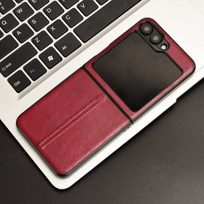 Samsung Galaxy Z Flip6 Cow Pattern Sewing Back Cover Phone Case - Premium PU Leather Texture PC + TPU Shockproof Protective Case, Scratch Resistant Slim Lightweight Anti-Fingerprint Full Coverage Mobile Cover