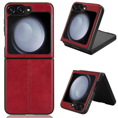 Samsung Galaxy Z Flip6 Cow Pattern Sewing Back Cover Phone Case - Premium PU Leather Texture PC + TPU Shockproof Protective Case, Scratch Resistant Slim Lightweight Anti-Fingerprint Full Coverage Mobile Cover