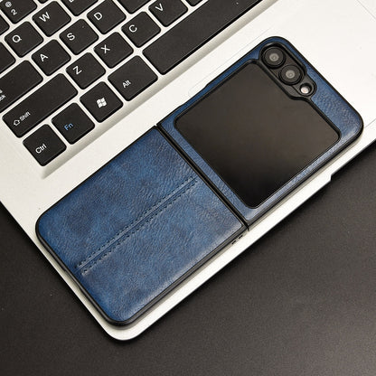Samsung Galaxy Z Flip6 Cow Pattern Sewing Back Cover Phone Case - Premium PU Leather Texture PC + TPU Shockproof Protective Case, Scratch Resistant Slim Lightweight Anti-Fingerprint Full Coverage Mobile Cover