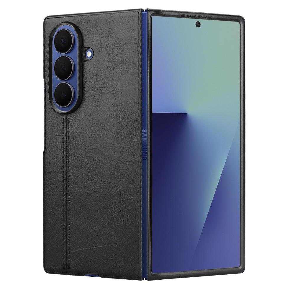 Samsung Galaxy Z Fold7 5G Cow Pattern Sewing Back Cover Phone Case - Premium PU Leather Texture PC + TPU Shockproof Protective Case, Scratch Resistant Slim Lightweight Anti-Fingerprint Full Coverage Mobile Cover