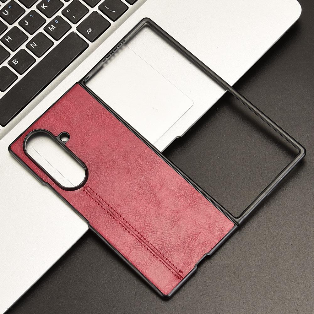 Samsung Galaxy Z Fold7 5G Cow Pattern Sewing Back Cover Phone Case - Premium PU Leather Texture PC + TPU Shockproof Protective Case, Scratch Resistant Slim Lightweight Anti-Fingerprint Full Coverage Mobile Cover
