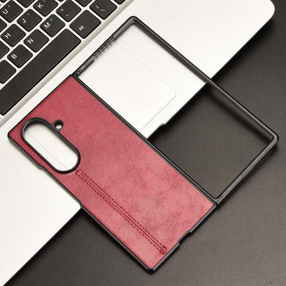 Samsung Galaxy Z Fold7 5G Cow Pattern Sewing Back Cover Phone Case - Premium PU Leather Texture PC + TPU Shockproof Protective Case, Scratch Resistant Slim Lightweight Anti-Fingerprint Full Coverage Mobile Cover