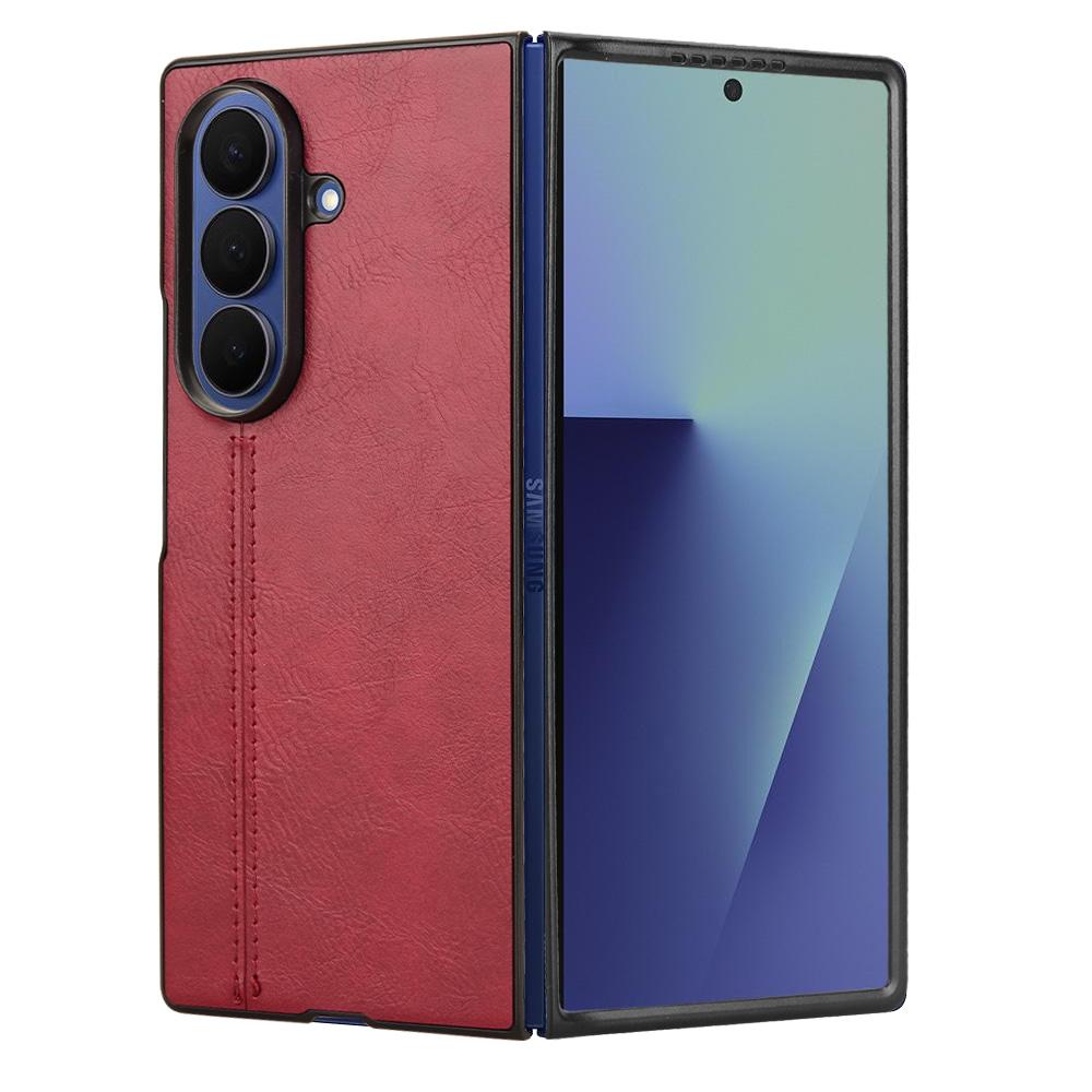 Samsung Galaxy Z Fold7 5G Cow Pattern Sewing Back Cover Phone Case - Premium PU Leather Texture PC + TPU Shockproof Protective Case, Scratch Resistant Slim Lightweight Anti-Fingerprint Full Coverage Mobile Cover