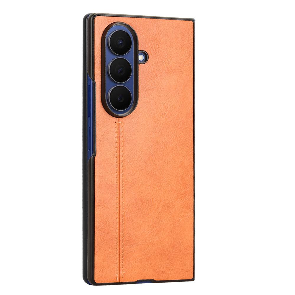 Samsung Galaxy Z Fold7 5G Cow Pattern Sewing Back Cover Phone Case - Premium PU Leather Texture PC + TPU Shockproof Protective Case, Scratch Resistant Slim Lightweight Anti-Fingerprint Full Coverage Mobile Cover