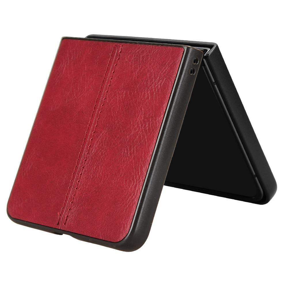 Samsung Galaxy Z Flip7 5G Cow Pattern Sewing Back Cover Phone Case - Premium PU Leather Texture PC + TPU Shockproof Protective Case, Scratch Resistant Slim Lightweight Anti-Fingerprint Full Coverage Mobile Cover