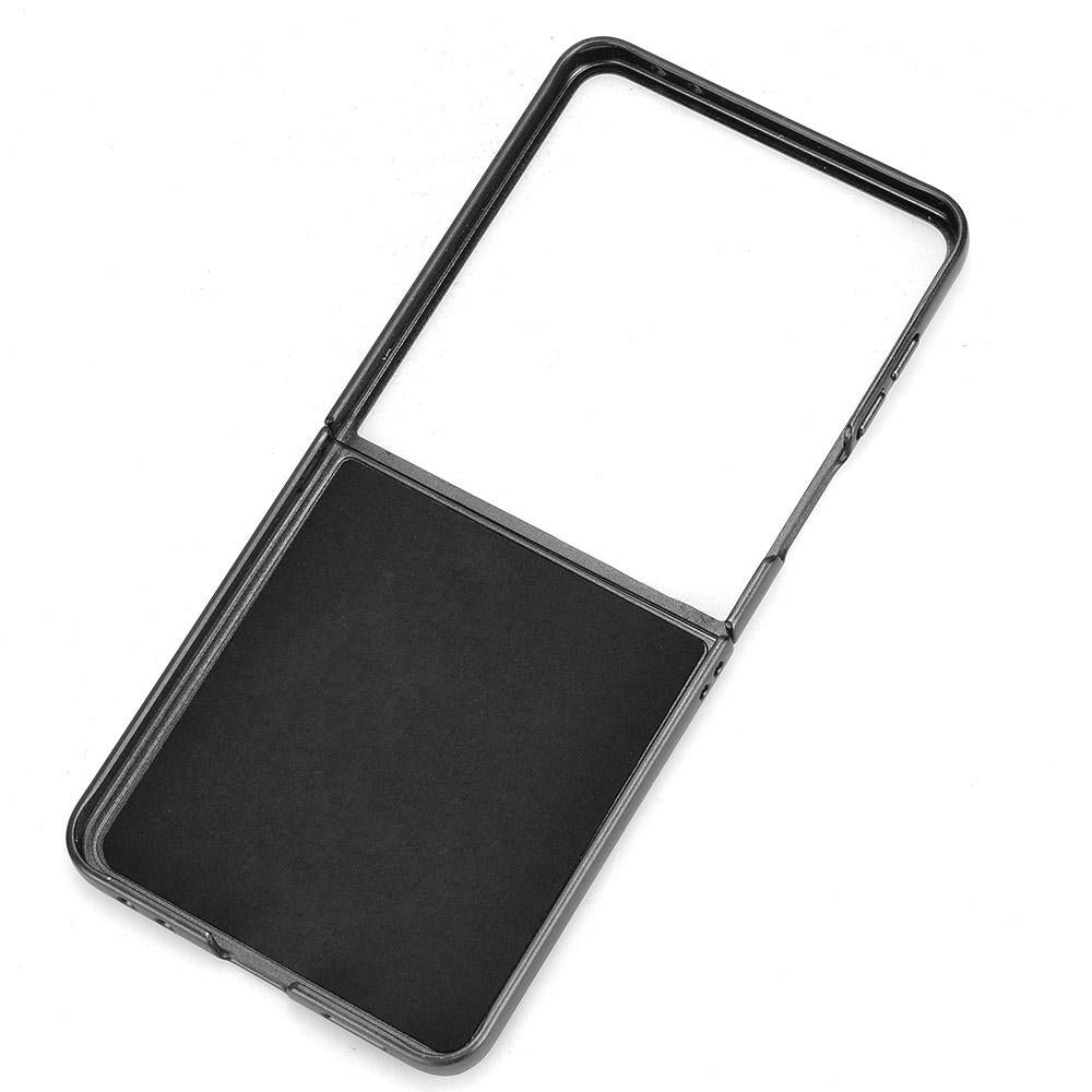 Samsung Galaxy Z Flip7 5G Cow Pattern Sewing Back Cover Phone Case - Premium PU Leather Texture PC + TPU Shockproof Protective Case, Scratch Resistant Slim Lightweight Anti-Fingerprint Full Coverage Mobile Cover