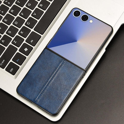 Samsung Galaxy Z Flip7 5G Cow Pattern Sewing Back Cover Phone Case - Premium PU Leather Texture PC + TPU Shockproof Protective Case, Scratch Resistant Slim Lightweight Anti-Fingerprint Full Coverage Mobile Cover