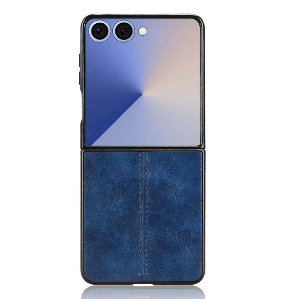 Samsung Galaxy Z Flip7 5G Cow Pattern Sewing Back Cover Phone Case - Premium PU Leather Texture PC + TPU Shockproof Protective Case, Scratch Resistant Slim Lightweight Anti-Fingerprint Full Coverage Mobile Cover