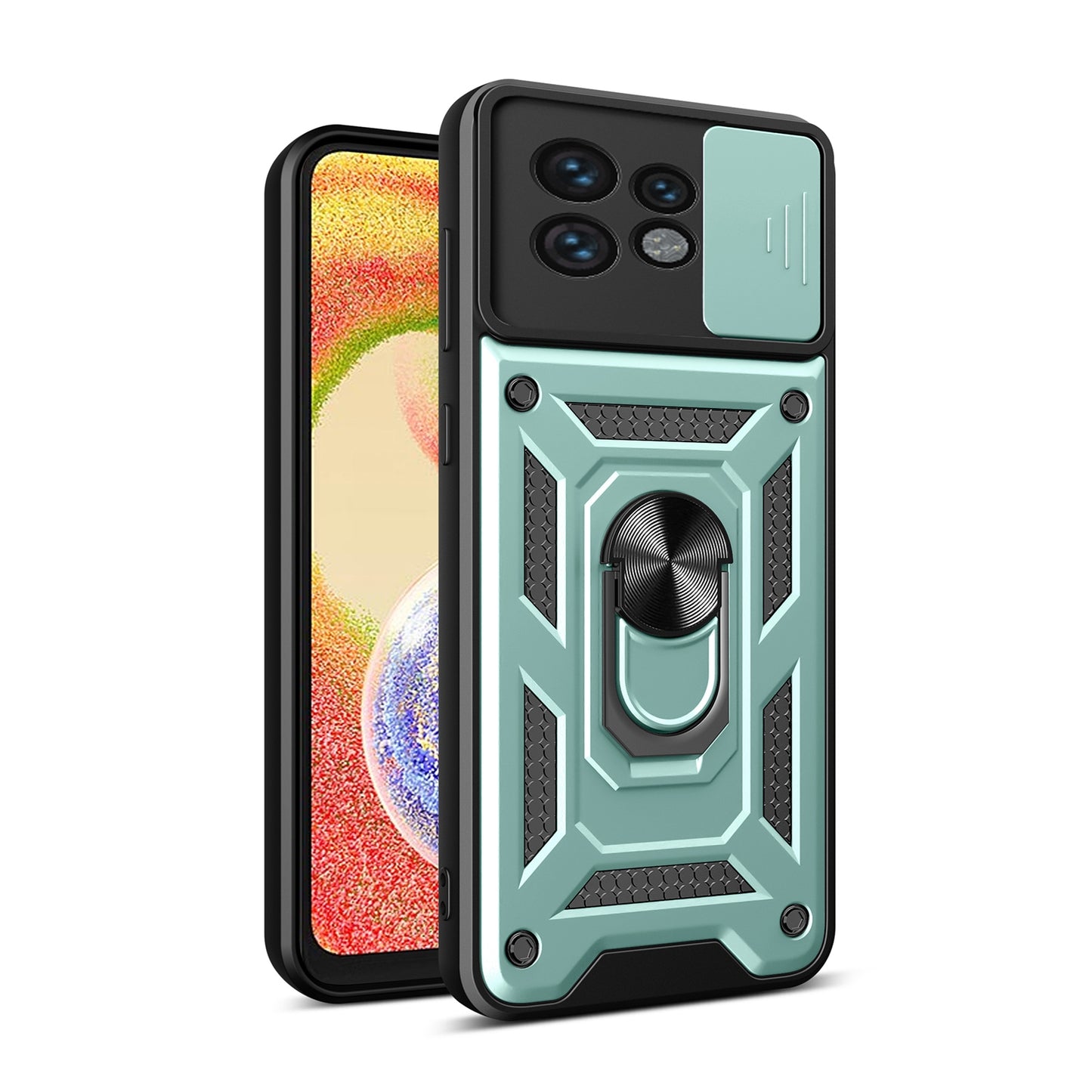 Motorola Edge 40 Pro Sliding Camera Cover Magnetic Ring Stand Shockproof TPU + PC Protective Phone Case