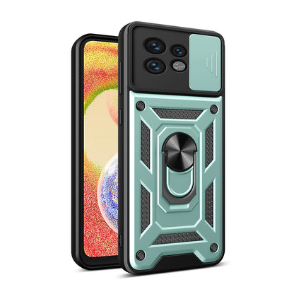 Motorola Edge 40 Pro Sliding Camera Cover Magnetic Ring Stand Shockproof TPU + PC Protective Phone Case