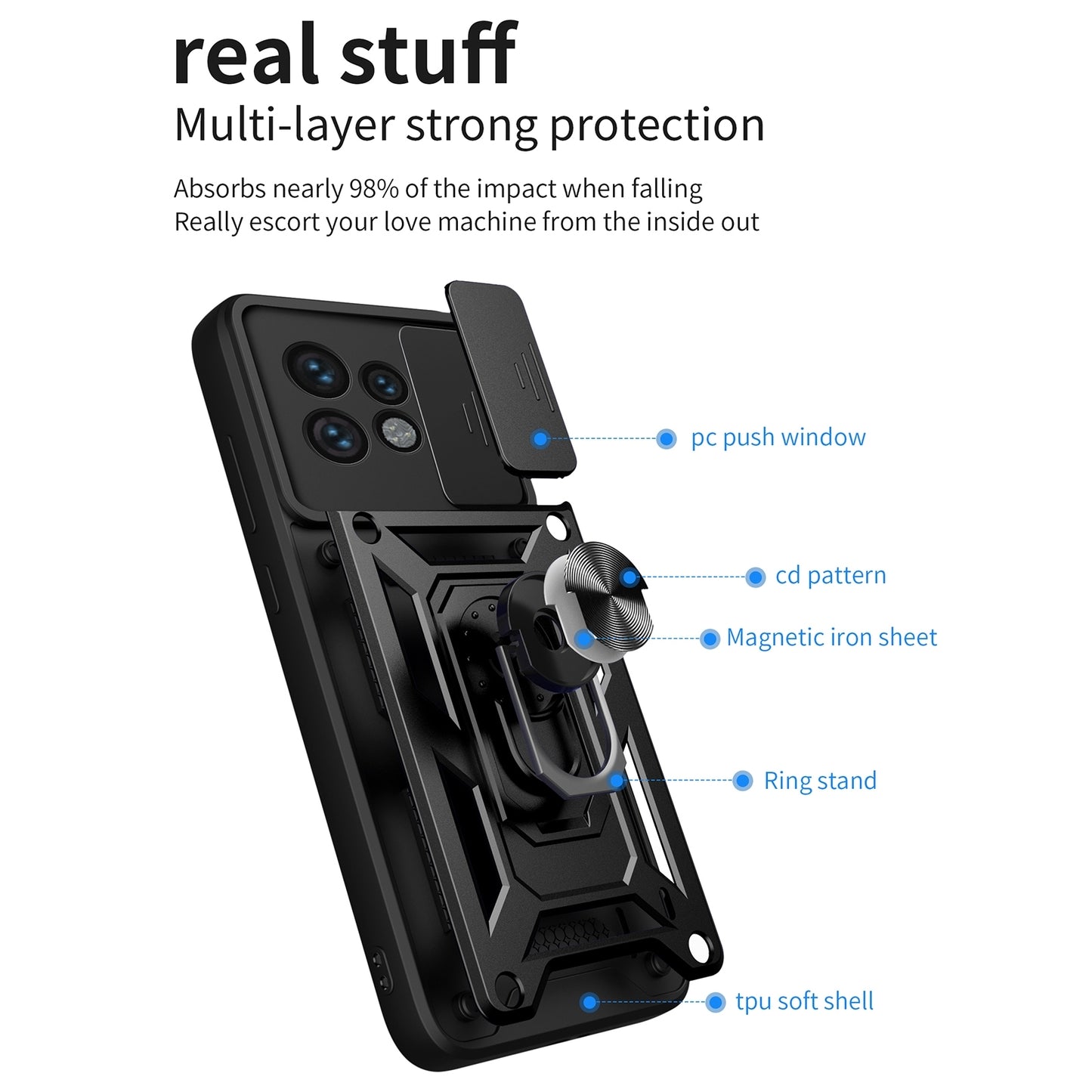 Motorola Edge 40 Pro Sliding Camera Cover Magnetic Ring Stand Shockproof TPU + PC Protective Phone Case