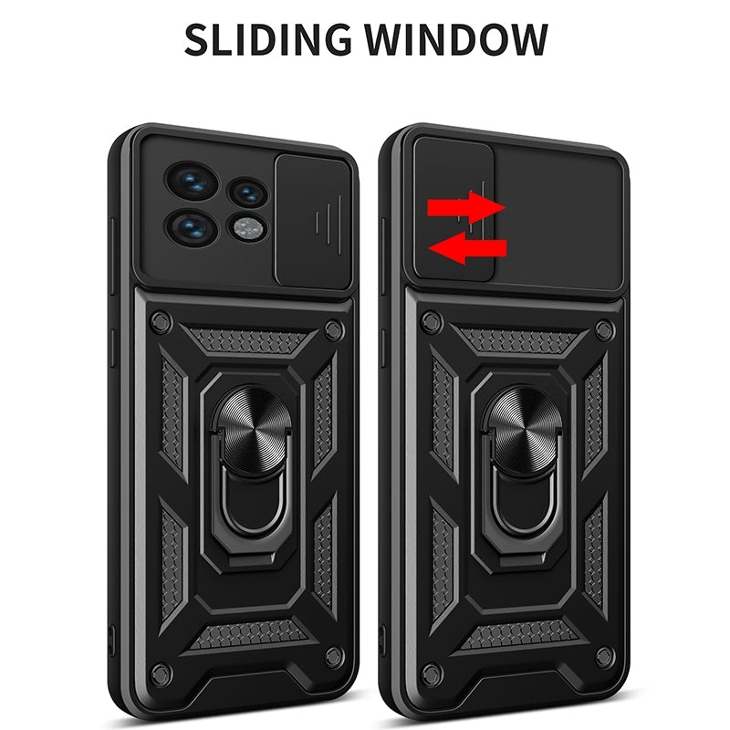 Motorola Edge 40 Pro Sliding Camera Cover Magnetic Ring Stand Shockproof TPU + PC Protective Phone Case