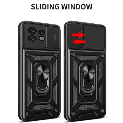 Motorola Edge 40 Pro Sliding Camera Cover Magnetic Ring Stand Shockproof TPU + PC Protective Phone Case