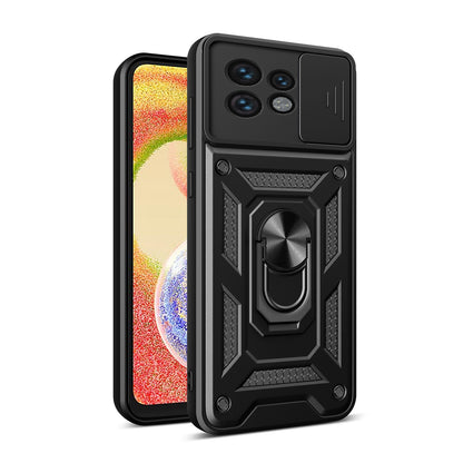 Motorola Edge 40 Pro Sliding Camera Cover Magnetic Ring Stand Shockproof TPU + PC Protective Phone Case