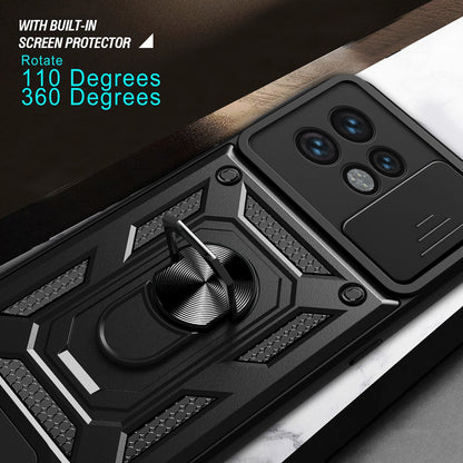 Motorola Edge 40 Pro Sliding Camera Cover Magnetic Ring Stand Shockproof TPU + PC Protective Phone Case